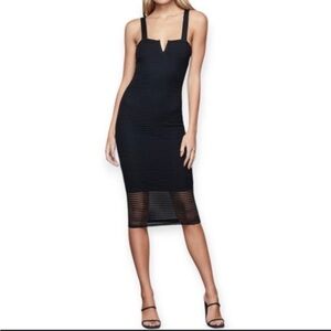 Good American V Neck Gold Studs Mesh Midi Dress Size 1